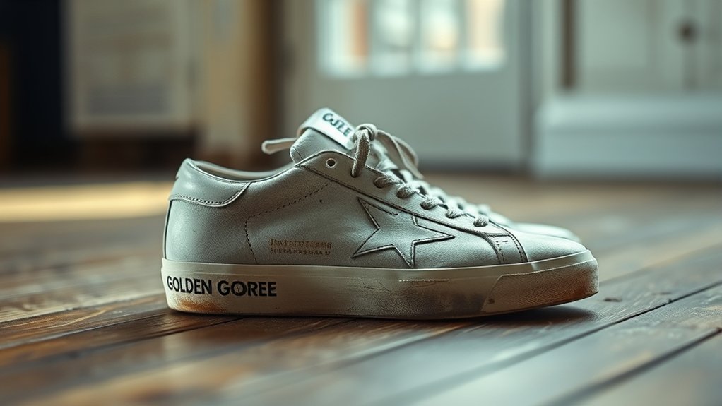 distressed luxury sneakers meticulously crafted